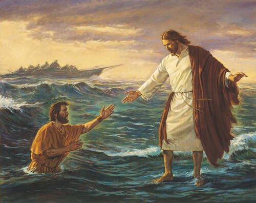 Peter and Jesus on the water