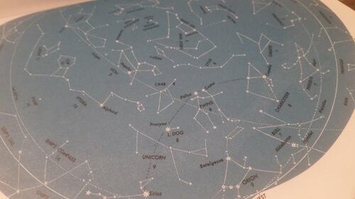 Gemini with constellations facing it
